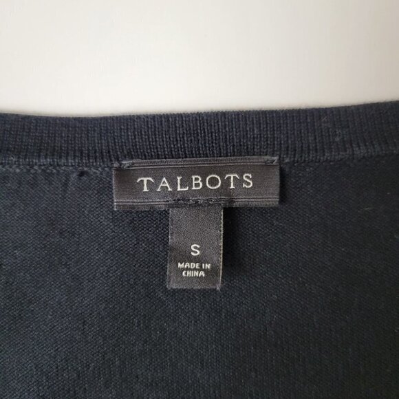 Talbots charming cardigan champagne bottles black S - Picture 5 of 10